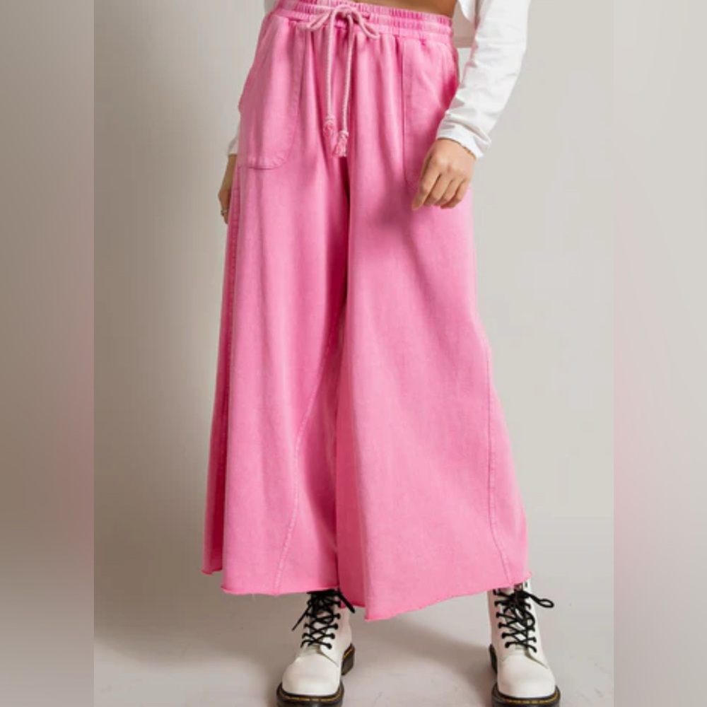 Easel Vibrant Pink Wide-Leg Pants